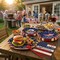 100PCS 250th Anniversary Patriotic Tableware Set for 25 Guests – Red, White & Blue Disposable Plates, Napkins & Forks for 2026 Independence Day, Memorial Day & Military Celebrations (USA-Themed Decor)